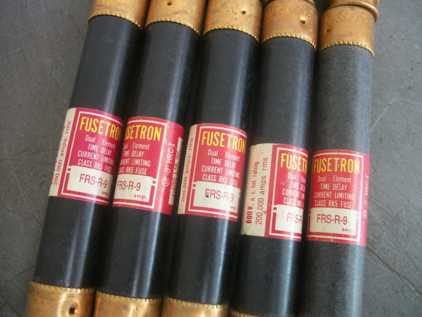 BUSSMANN LOT OF 10 FUSETRON FUSES FRS-R-9 9AMP 600VOLT NOB