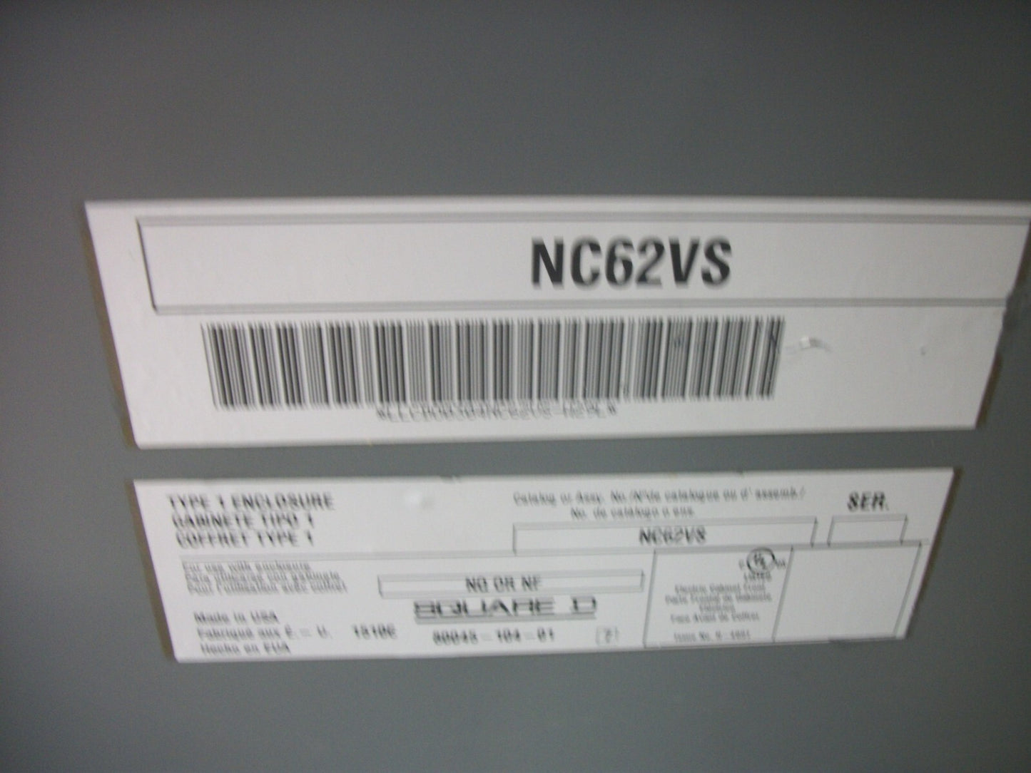 SQUARE D NQ NF LOAD CENTER PANELBOARD SURFACE FRONT NC62VS NOB