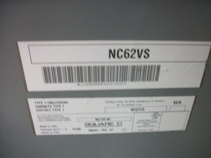 SQUARE D NQ NF LOAD CENTER PANELBOARD SURFACE FRONT NC62VS NOB