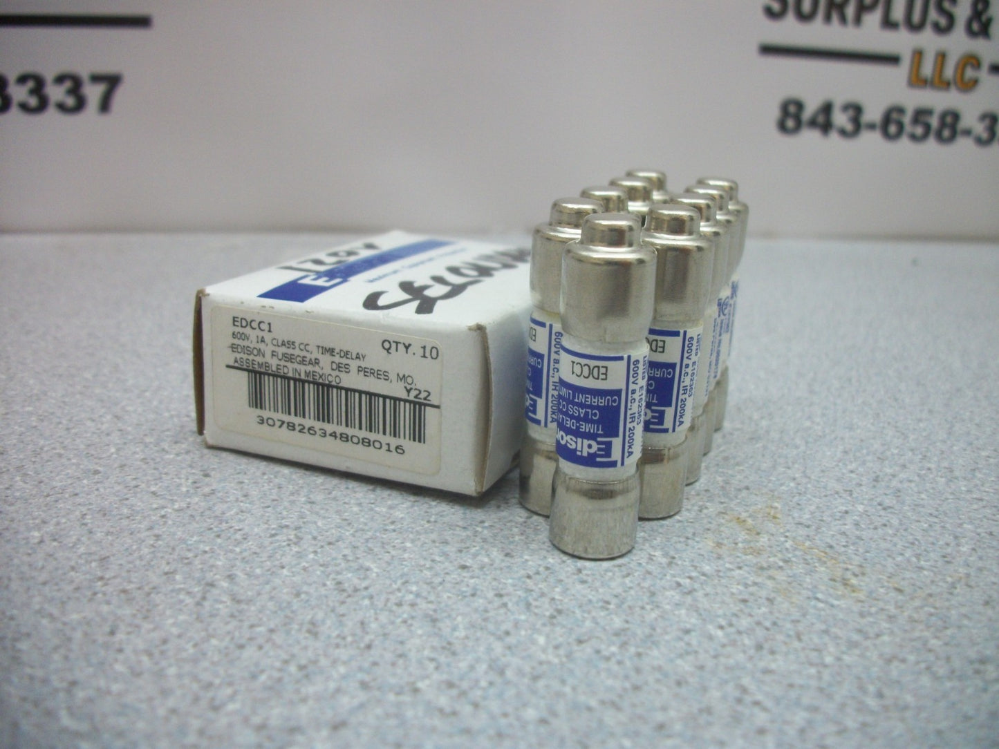 EDISON BOX OF 9 CLASS CC FUSES EDCC1 1AMP 600VOLT NIB