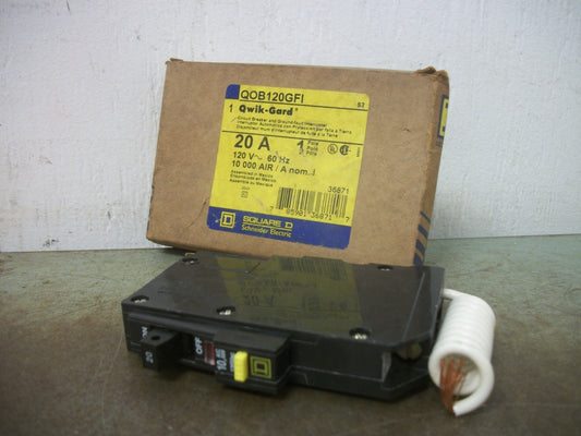 SQUARE D GFCI QOB CIRCUIT BREAKER QOB120GFI 20AMP 120VOLT 1POLE NIB
