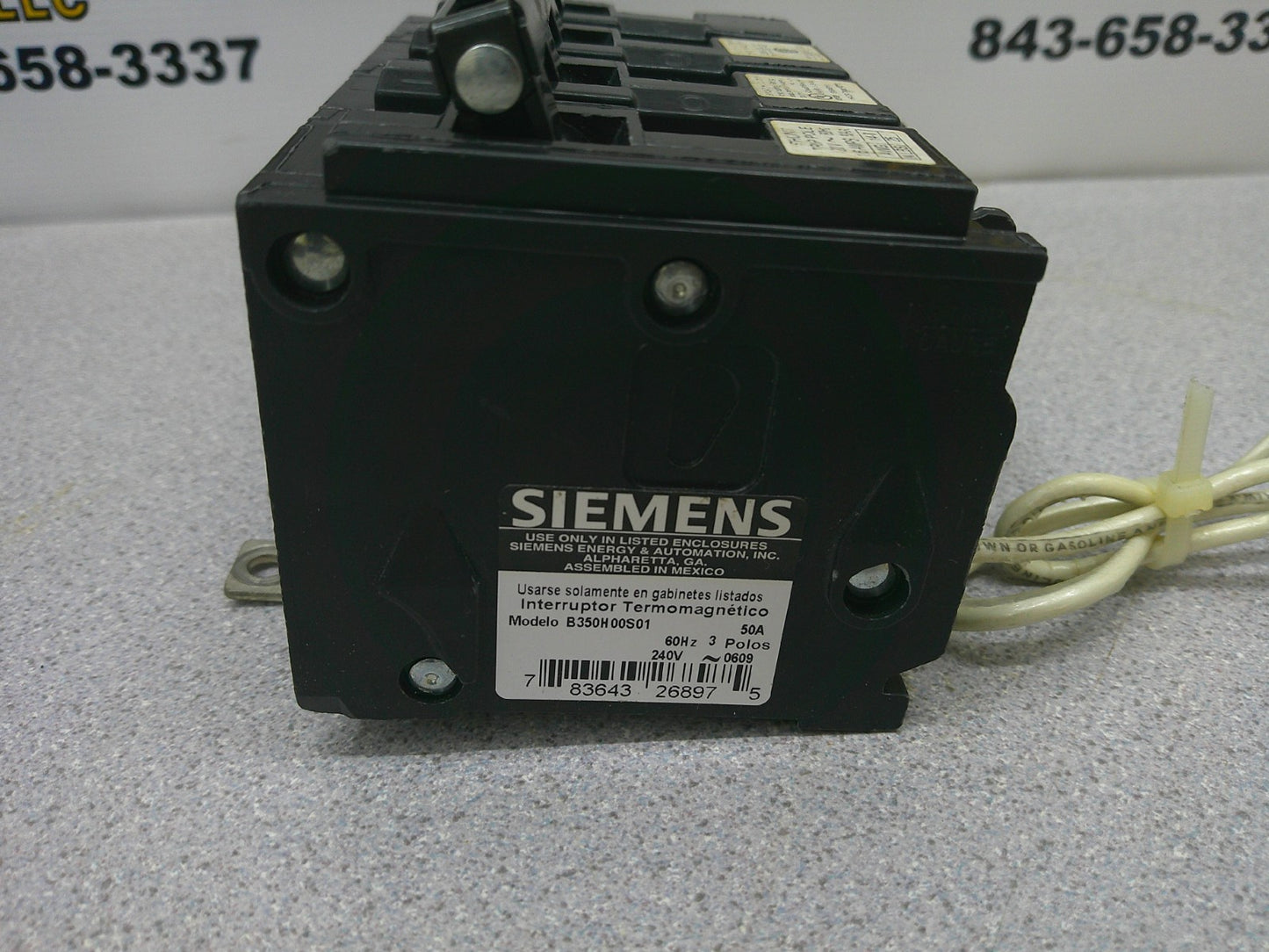 SIEMENS BL CIRCUIT BREAKER B350H00S01 50AMP 240VOLT 3POLE W/SHUNT CHIPPED