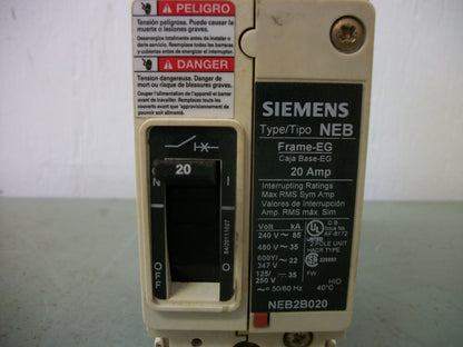 SIEMENS NEB CIRCUIT BREAKER NEB2B020 20AMP 600VOLT 2POLE