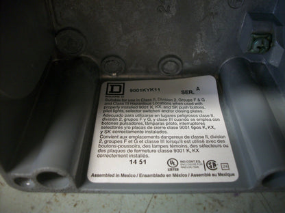 SQUARE D 1-UNIT PUSHBUTTON ENCLOSURE ONLY 9001KYK11 9001KYK13 NOB