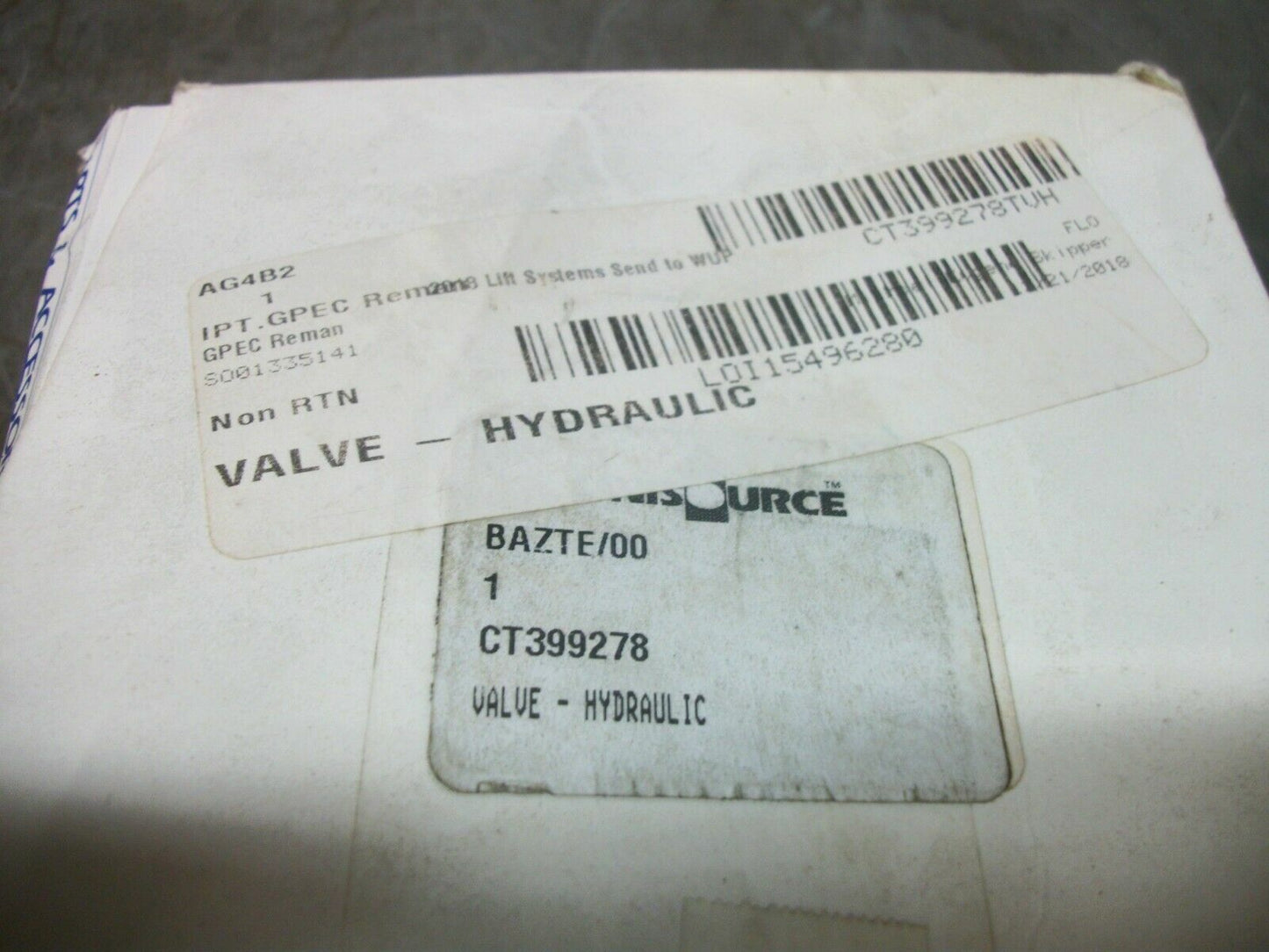UNISOURCE TOTAL SOURCE HYDRAULIC VALVE CT399278 NIB