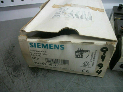 SIEMENS OVERLOAD RELAY 3UA52-00-1C 1.6-2.5AMP NIB