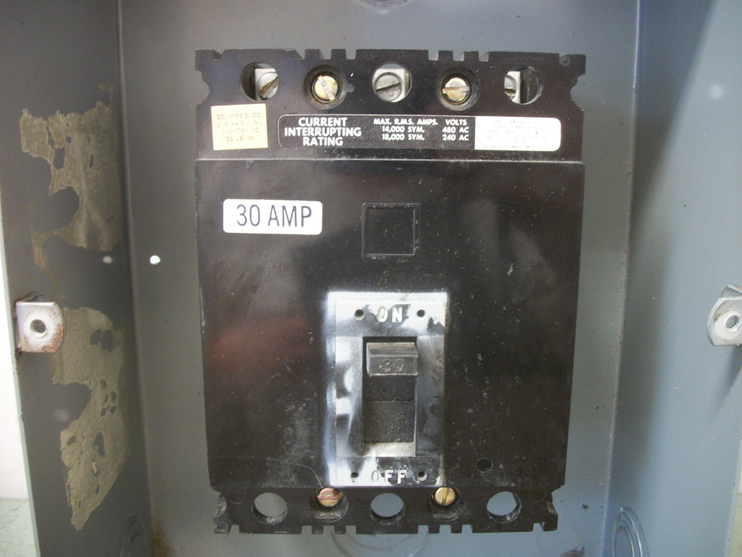 SQUARE D FA100S ENCL CIRCUIT BREAKER FAL34030 30AMP 480VOLT 3POLE REFURB