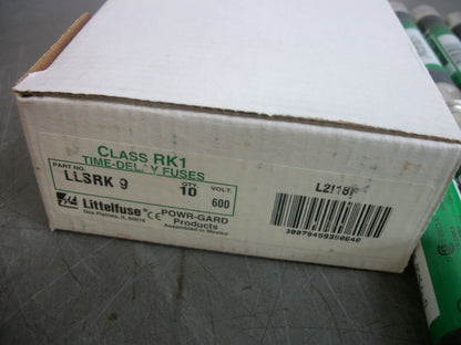 LITTELFUSE BOX OF 10 POWR-GARD FUSES LLSKR9 9AMP 600VOLT NIB