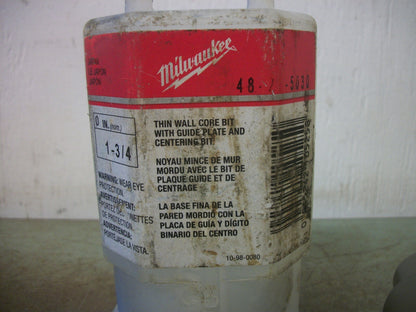 MILWAUKEE 1-3/4" THIN WALL CORE BIT GUIDE PLATE & CENTERING BIT 48-20-5030 NEW