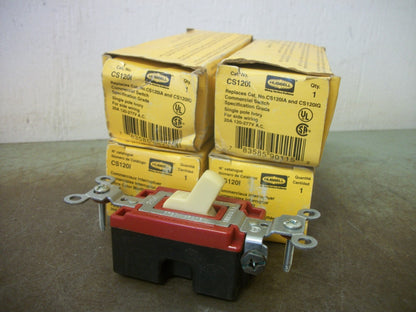 HUBBELL LOT OF 4 IVORY 1POLE COMMERCIAL SWITCHES CS120I 20AMP 120/277VOLT