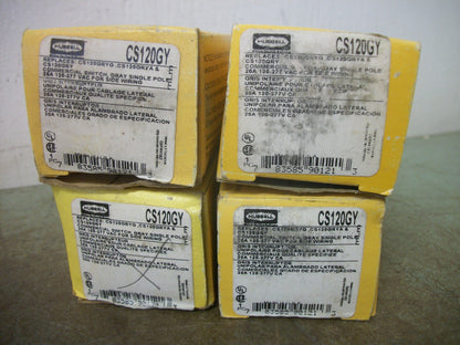 HUBBELL LOT OF 4 GRAY 1POLE COMMERCIAL SWITCHES CS120GY 20AMP 120/277VOLT NIB