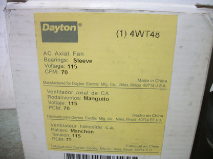 DAYTON AC AXIAL FAN 4WT48 115VOLT 70CFM NIB