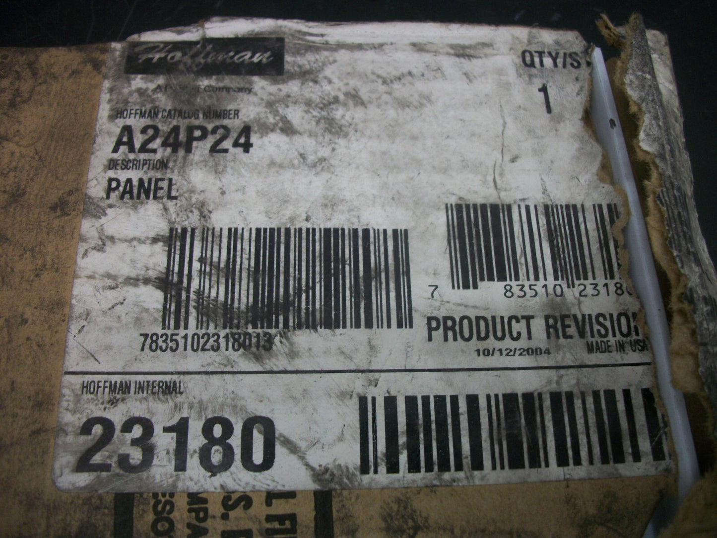 HOFFMAN 24 X 24 ENCLOSURE PANEL BACKPLATE A24P24 NIB