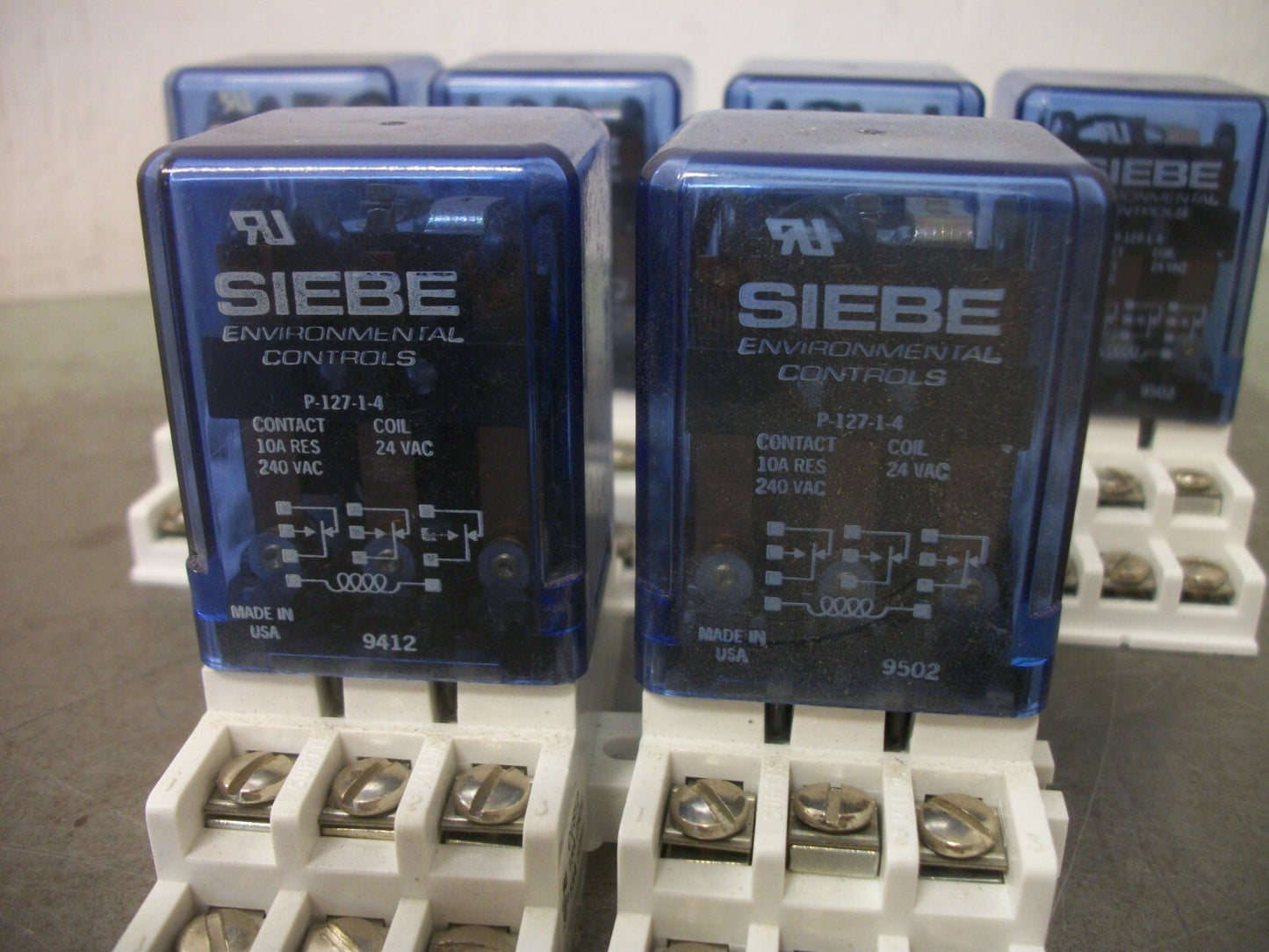 SIEBE ENVIRONMENTAL CONTROLS LOT OF 6 3PDT RELAYS P-127-1-4 24VCOIL 10AMP 240VAC