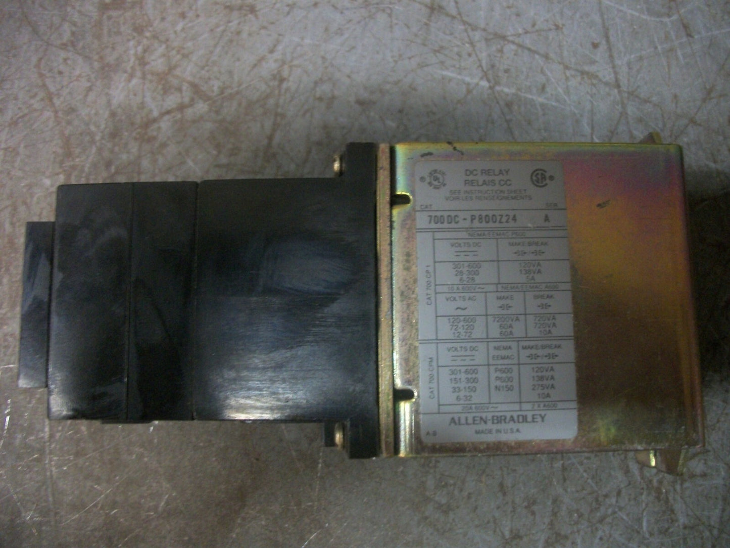 ALLEN-BRADLEY DC CONTROL RELAY 700DC-P800Z24 24VCOIL