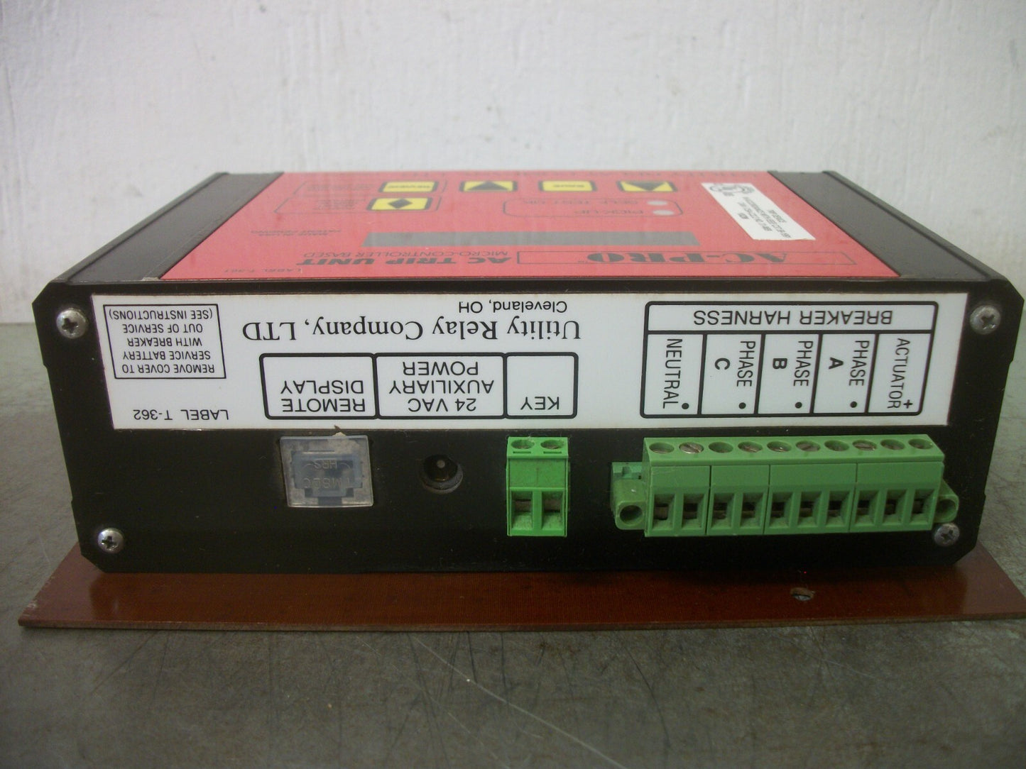 UTILITY RELAY COMPANY AC-PRO MICRO-CONTROLLER AC TRIP UNIT T-361 T-362