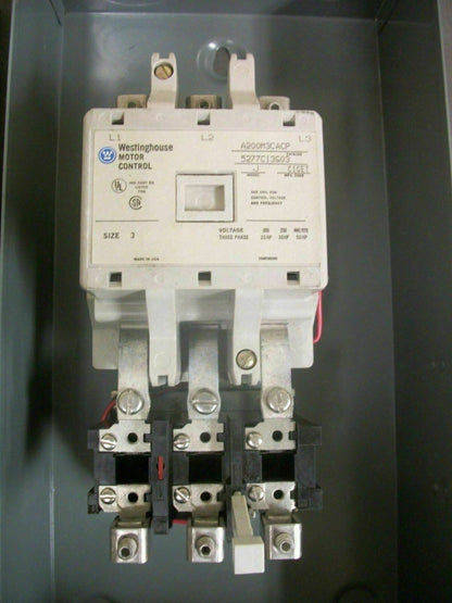 WESTINGHOUSE ENCL SIZE 3 MOTOR STARTER A200M3CACP 220VCOIL 3PH 600V 50HP *NOB*
