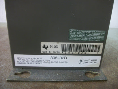 TEXAS INSTRUMENTS 5-SLOT PLC RACK CHASSIS W/POWER SUPPLY 305-02B