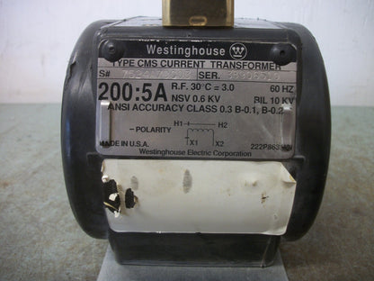 WESTINGHOUSE CMS 200:5A CURRENT TRANSFORMER 7524A79G03 10KV