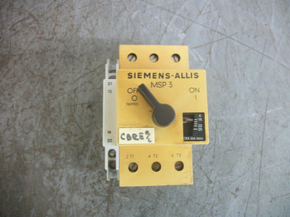 SIEMENS MANUAL STARTER PROTECTOR MSP30S 16-25AMP 3PH 600V 25HP