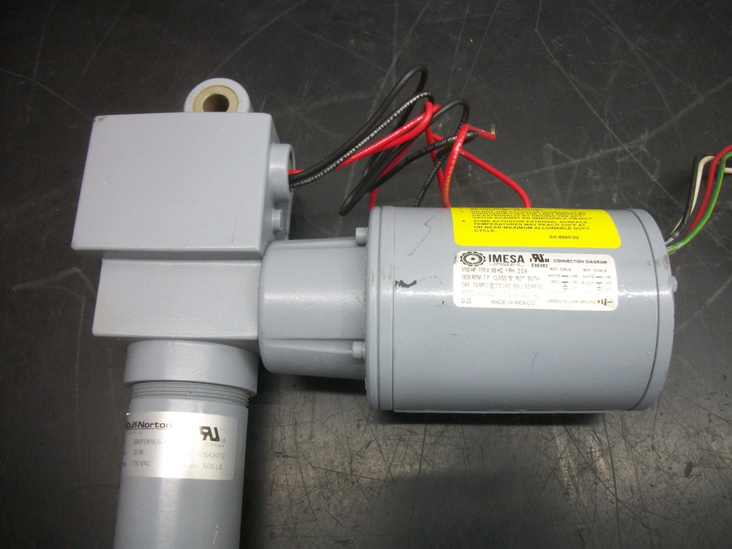 DUFF-NORTON 18" STROKE LINEAR ACTUATOR GMPB6905-18 115VOLT 500LBS 1/10HP