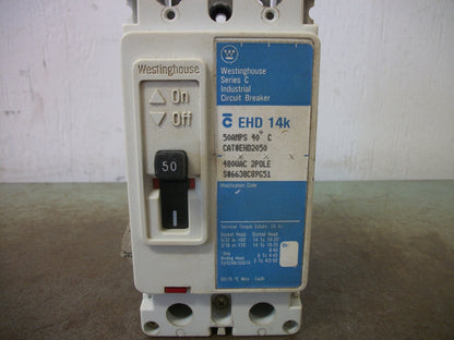 WESTINGHOUSE EHD CIRCUIT BREAKER EHD2050 50AMP 480VOLT 2POLE BLUE