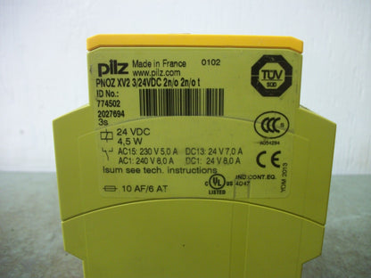 PILZ SAFETY RELAY PNOZ XV2 3/24VDC 2N/0 2N/0 T 24VDC 4.5W