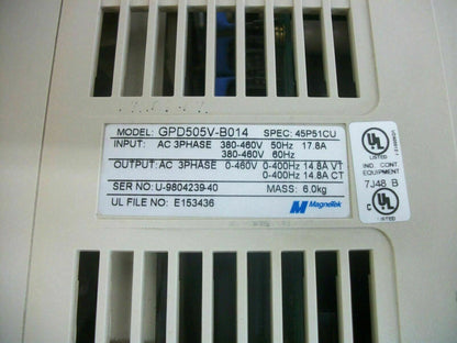 MAGNETEK GPD 505 AC DRIVE GPD505V-B014 460VOLT 3PH 14.8AMP