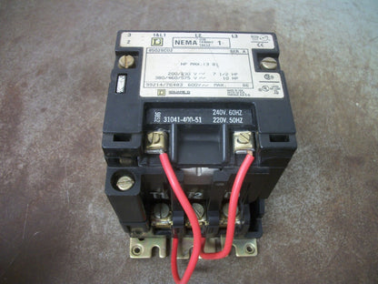 SQUARE D SIZE 1 CONTACTOR 8502SCO2 240VCOIL 3PH 600V 10HP