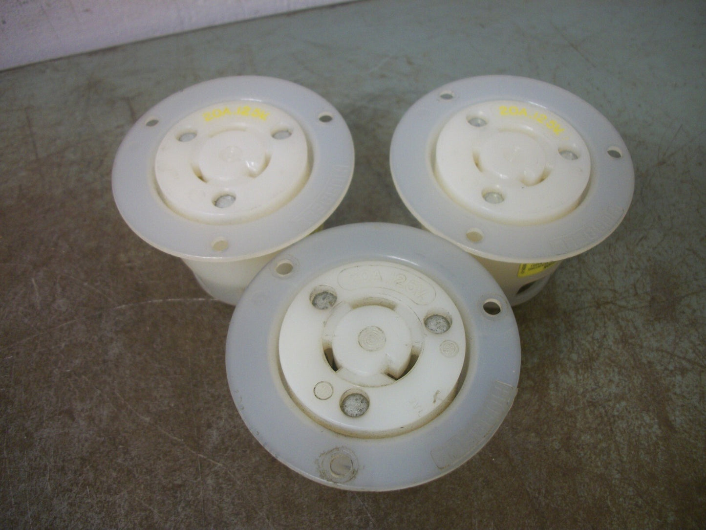 HUBBELL LOT OF 3 FLANGED TWIST-LOCK RECEPTACLES HBL2316 20A 125V 2P 3W GRND
