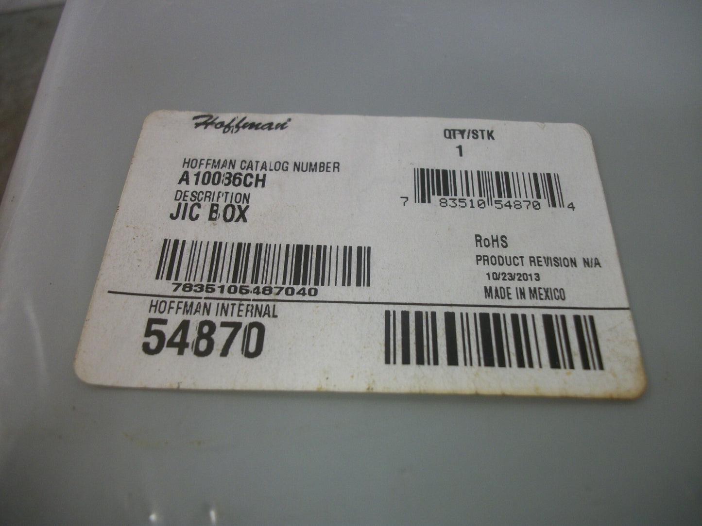 HOFFMAN 10 X 8 X 6 ENCLOSURE TYPE 12,13 A10086CH NEW