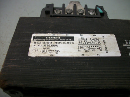 SIEMENS 350VA 1PH TRANSFORMER MT0350A HV 220X480 LV 110/120