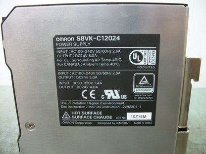 OMRON POWER SUPPLY S8VK-C12024 24VDC 5AMP