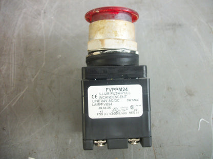 C3 CONTROLS RED ILLUMINATED MUSHROOM PUSH-PULL PUSHBUTTON FVPPM24 24VOLT