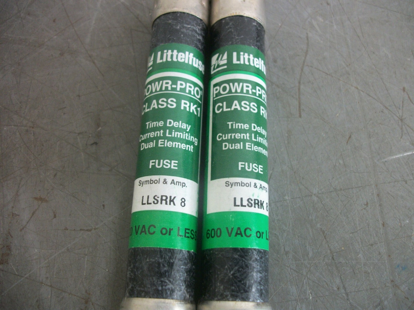 LITTELFUSE LOT OF 2 POWR-GARD FUSES LLSRK8 8AMP 600VOLT NOB