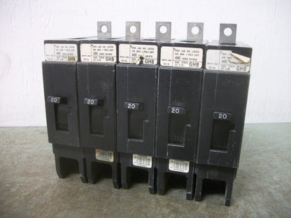 WESTINGHOUSE LOT OF 5 GHB CIRCUIT BREAKERS GHB1020 20AMP 277VOLT 1POLE