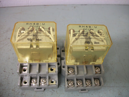 IDEC LOT OF 2 4PDT PLUG IN RELAYS RH4B-U 12VCOIL 10AMP