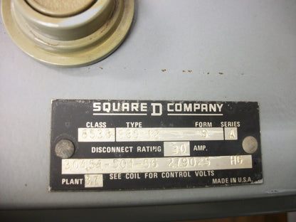 SQUARE D STARTER COMBO SIZE 0 TYPE 1 8536SBO2 120VCOIL 30AMP FUSIBLE