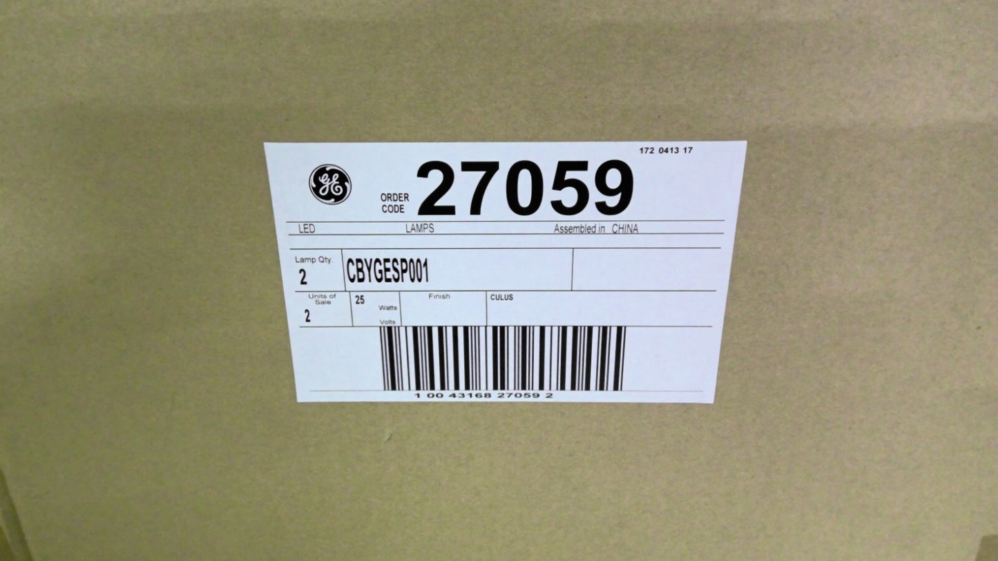 GE 27059 BOX OF 2 ROUND ONE COLOR LAMPS CBYGESP001 NIB