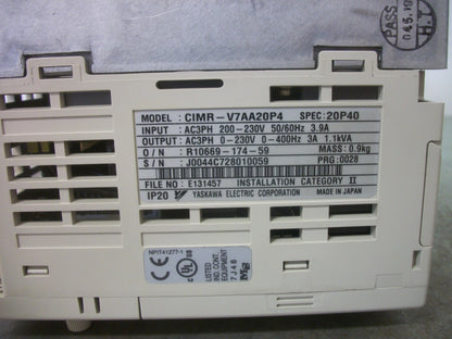 YASKAWA VS MINI V7 0.4KW INVERTER DRIVE CIMR-V7AA20P4 230VOLT 3PH