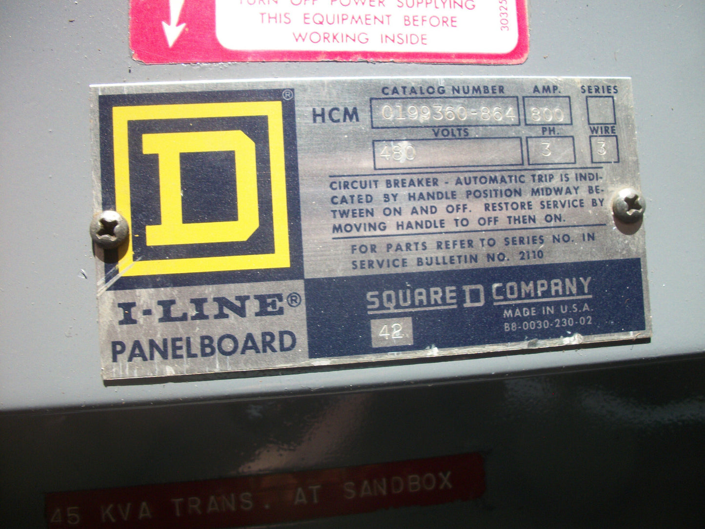 SQUARE D HCM I-LINE LOAD CENTER PANELBOARD HCM0199360-864 800AMP 480VOLT 3PH 3W