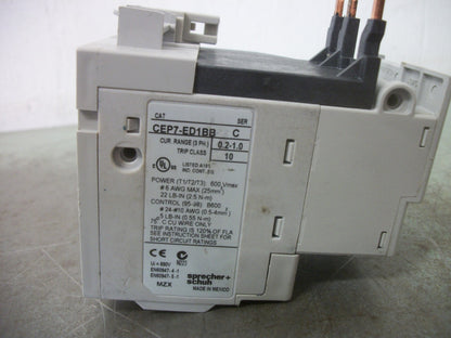 SPRECHER+SCHUH THERMAL OVERLOAD RELAY CEP7-ED1BB 0.2-1.0AMP