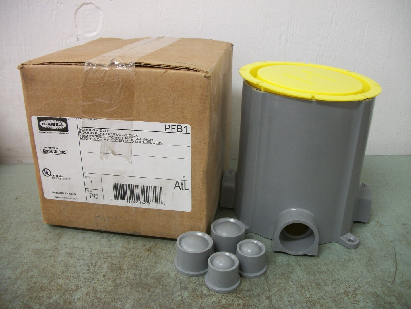 HUBBELL SCRUBSHIELD ROUND PLASTIC FLOOR BOX PFB1 NIB