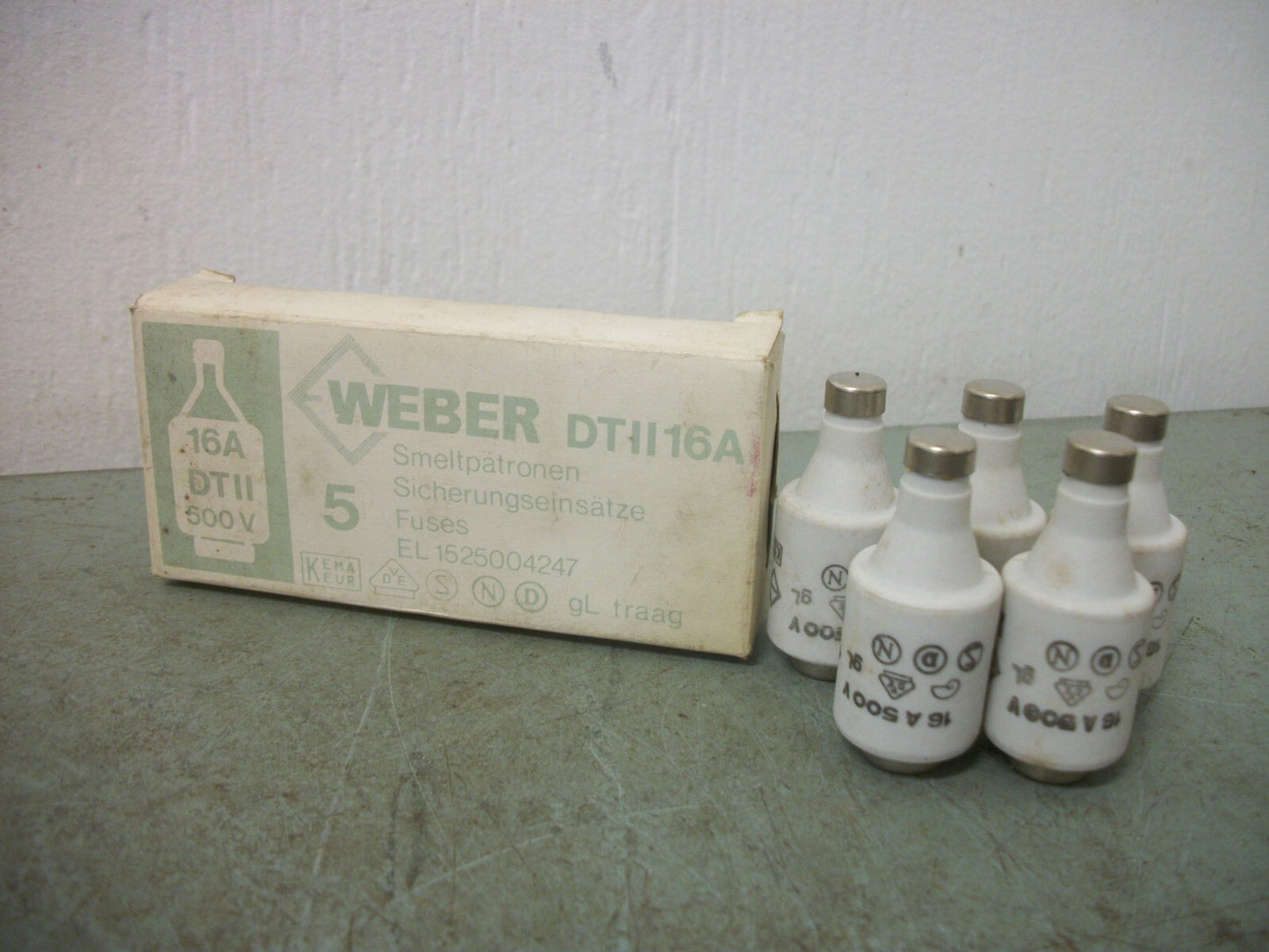 WEBER BOX OF 5 DTII PROTISTOR FUSES DTII16A 16AMP 500VOLT NIB
