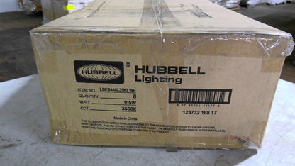 HUBBELL BOX OF 8 3500K 9.5W WHITE LED DOWNLIGHTS LBEB4A6L35K9 WH NIB