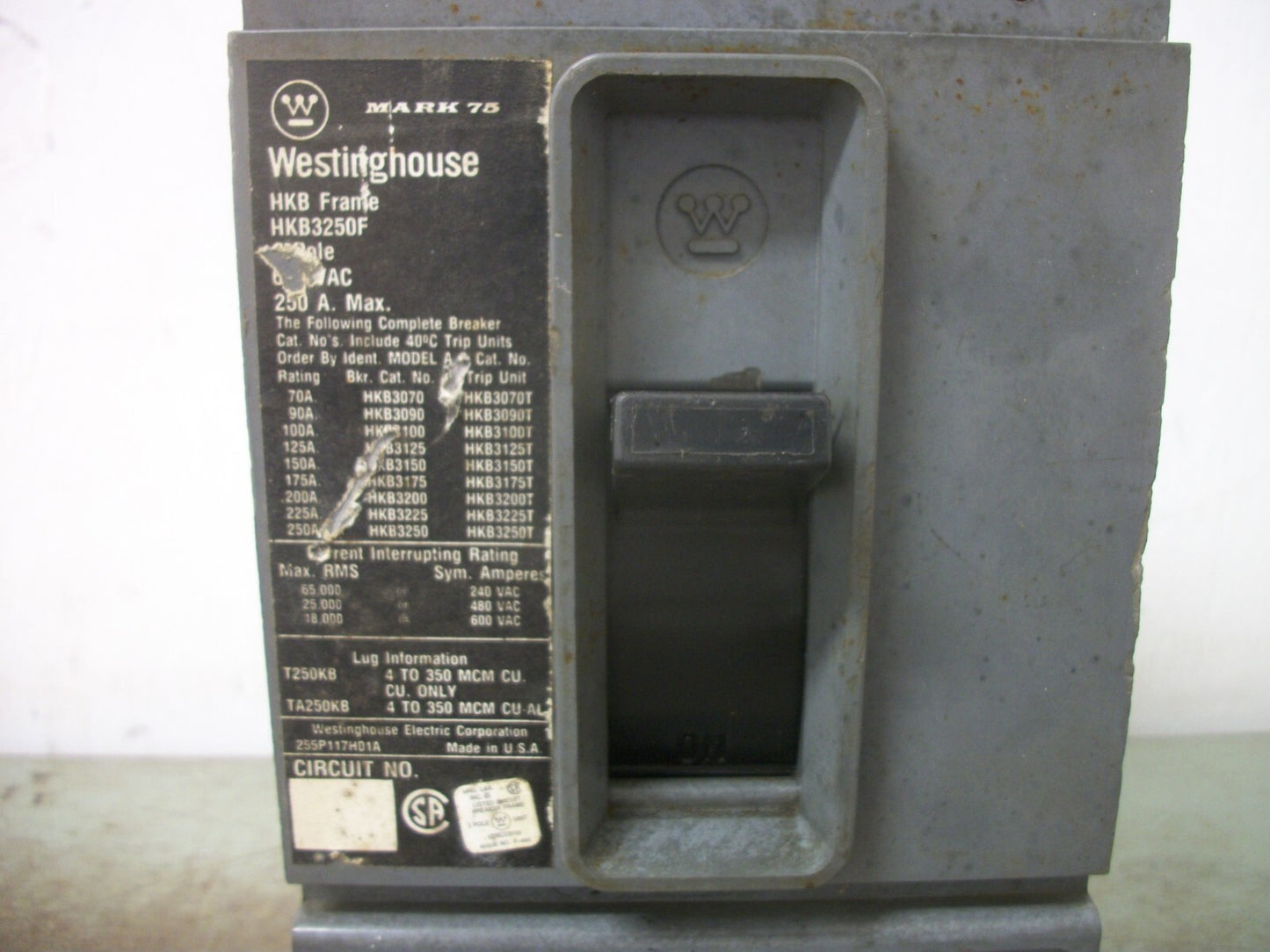 SIEMENS HKB CIRCUIT BREAKER HKB3250F 250AMP 600VOLT 3POLE W/150A TRIP