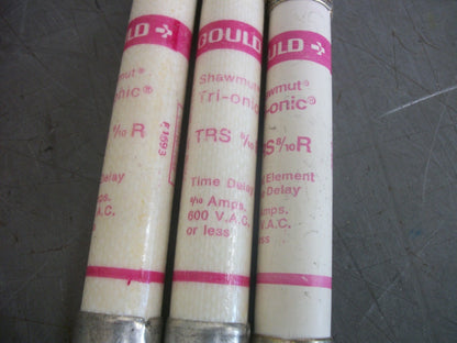 GOULD SHAWMUT LOT OF 3 TRI-ONIC FUSES TRS8/10R 8/10AMP 600VOLT NOB