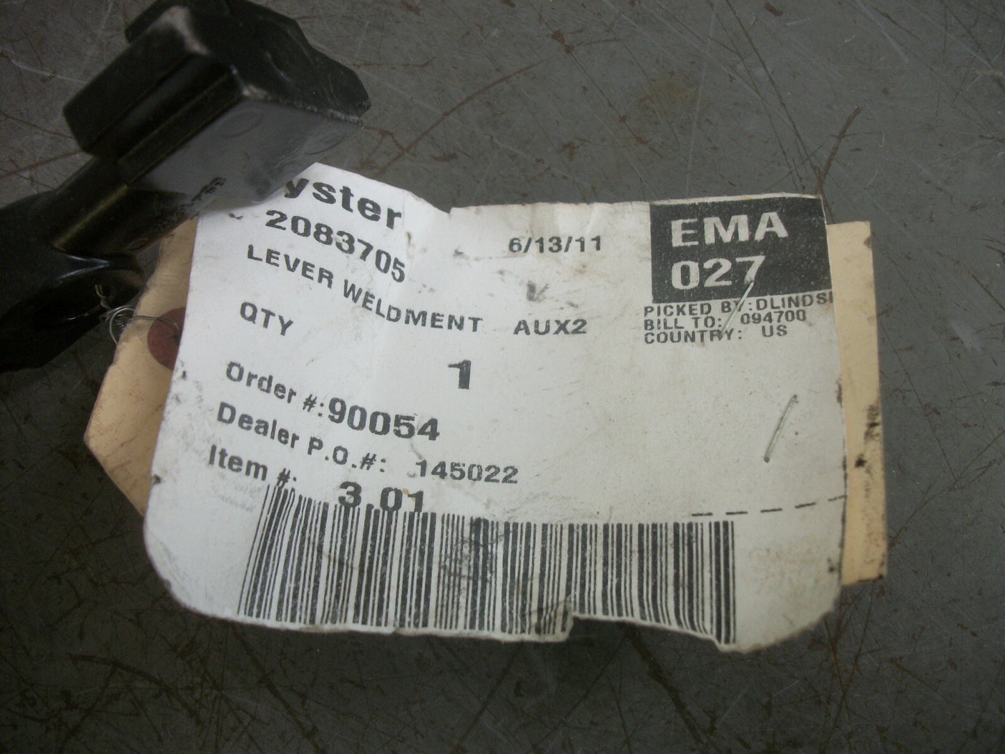 HYSTER WELDMENT LEVER 2083705 NEW