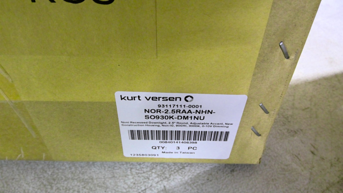 KURT VERSEN BOX OF 3 2.5" RECESSED ROUND DOWNLIGHTS NOR-2.5RAA-NHN-SO930K-DM1NU