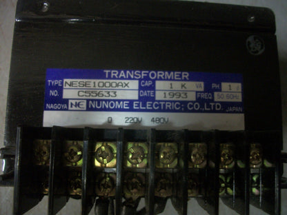 NUNOME 1KVA 1PH TRANSFORMER NESE1000AX HV 480 LV 220